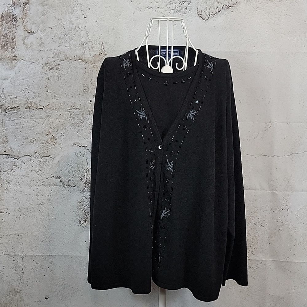 Maggie Mcnaughton Embellished Sweater - Black Womens Size 2X